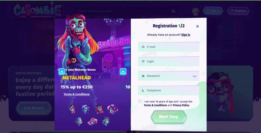 Secure login for your Casombie casino account